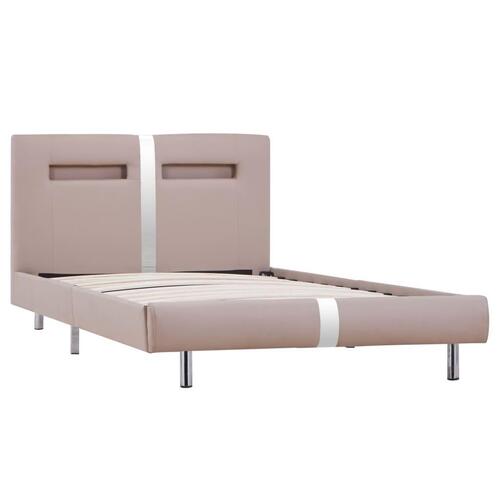 Sengestel med LED 90 x 200 cm cappuccinofarvet kunstlæder