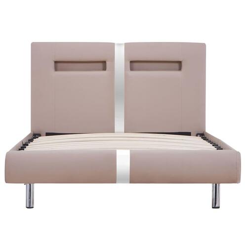 Sengestel med LED 90 x 200 cm cappuccinofarvet kunstlæder