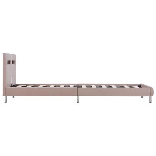 Sengestel med LED 90 x 200 cm cappuccinofarvet kunstlæder