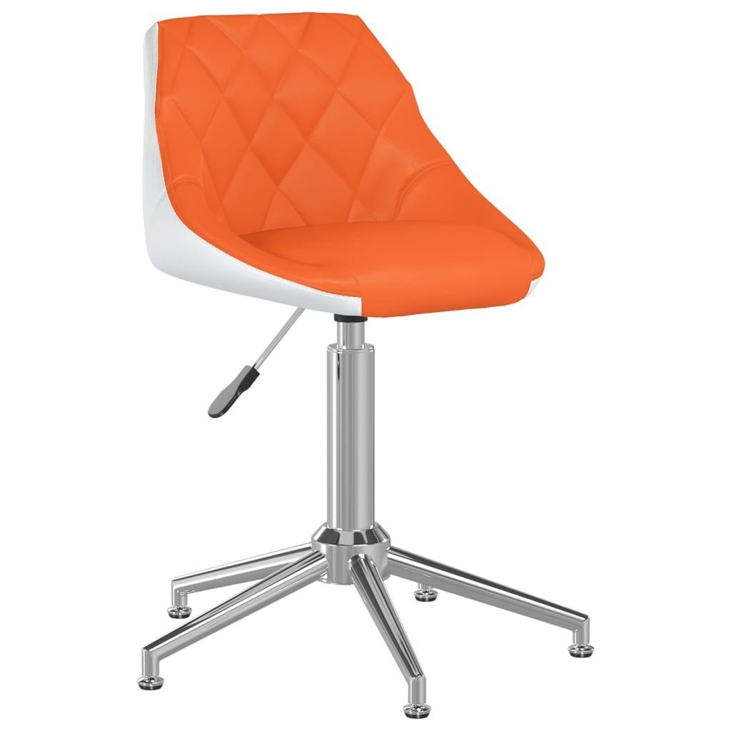 Drejelig spisebordsstol kunstlæder orange og hvid