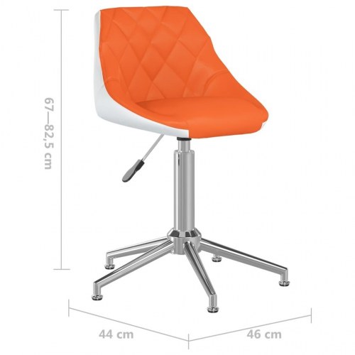 Drejelig spisebordsstol kunstlæder orange og hvid