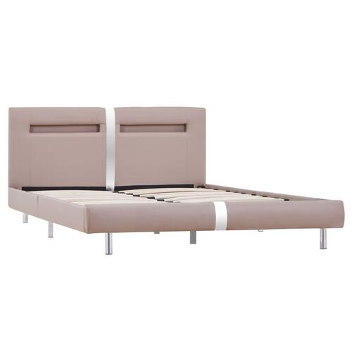 Sengestel med LED 120 x 200 cm cappuccinofarvet kunstlæder