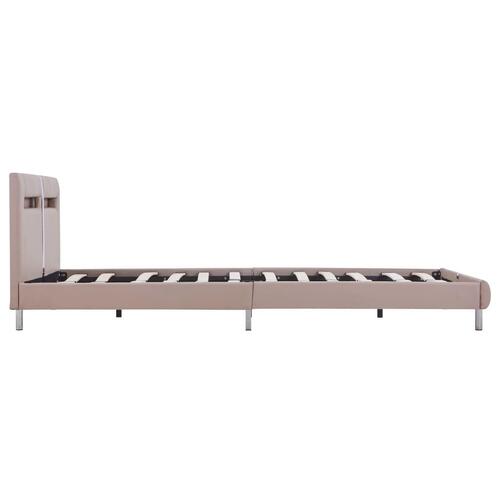 Sengestel med LED 120 x 200 cm cappuccinofarvet kunstlæder