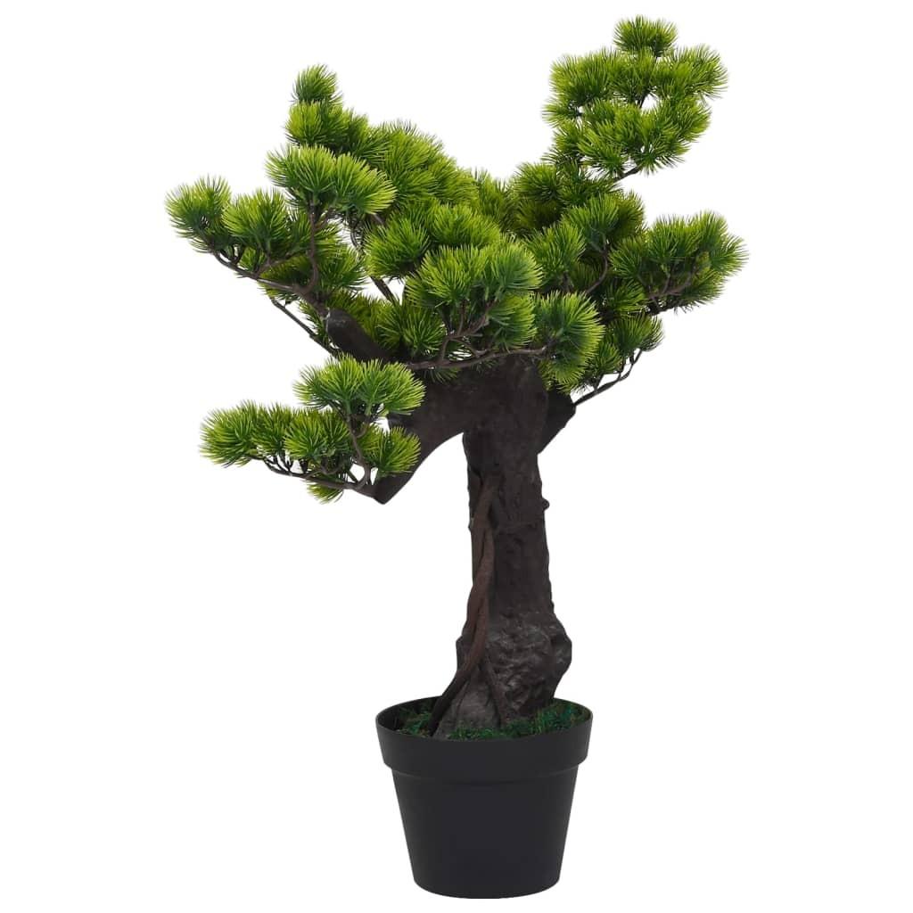 Kunstigt fyrretræs-bonsaitræ med potte 70 cm grøn