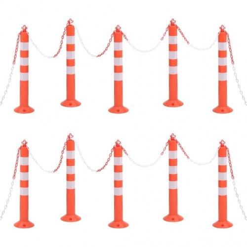 Danpæle med kæde 10 stk. 75 cm