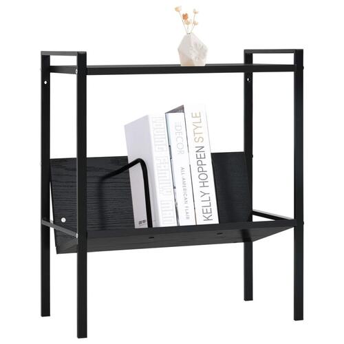 Bogreol med 2 hylder 52x28x59 cm konstrueret træ sort