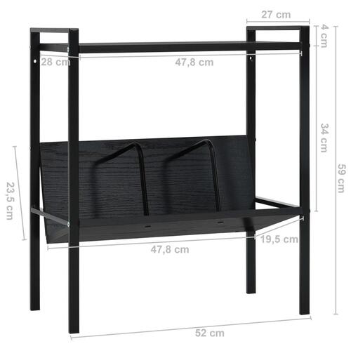 Bogreol med 2 hylder 52x28x59 cm konstrueret træ sort