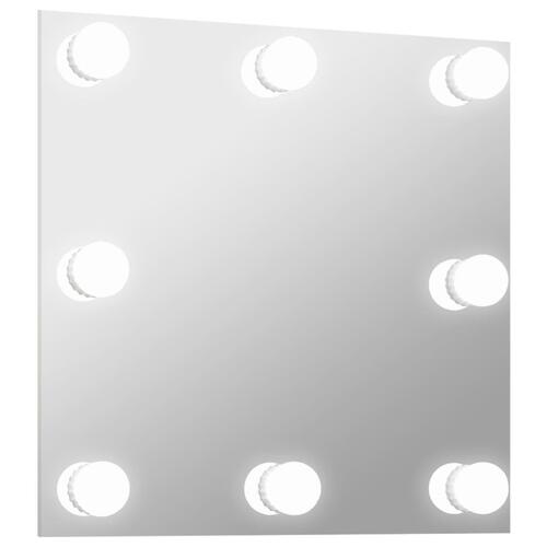 Vægspejl med LED-lys firkantet glas
