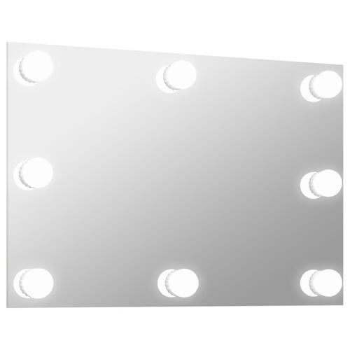 Vægspejl med LED-lys rektangulært glas