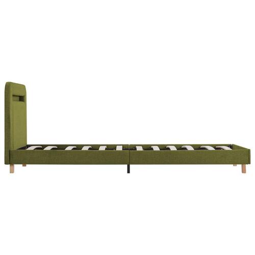 Sengestel med LED 90 x 200 cm stof grøn