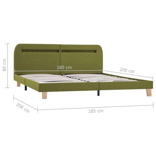 Sengestel med LED 180 x 200 cm stof grøn