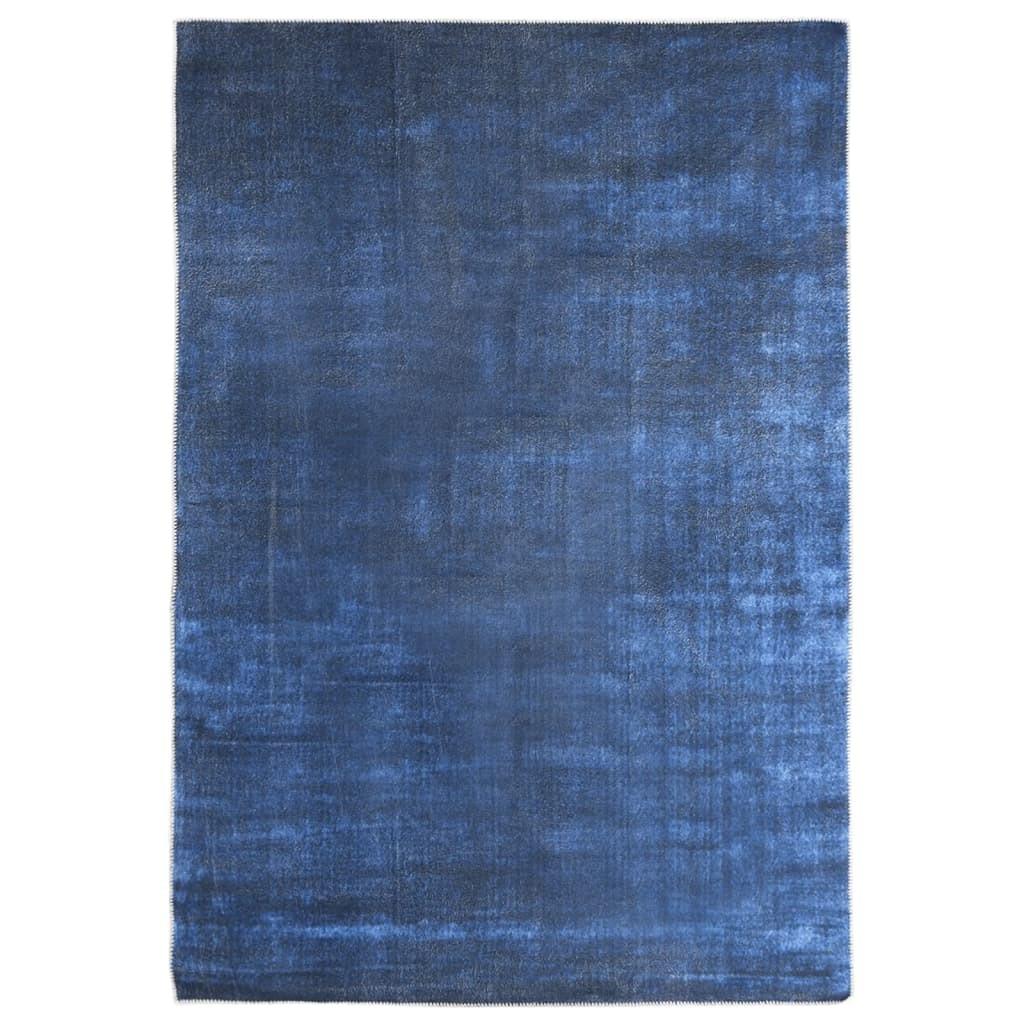 Gulvtæppe vaskbart og foldbart 120x170 cm polyester marineblå