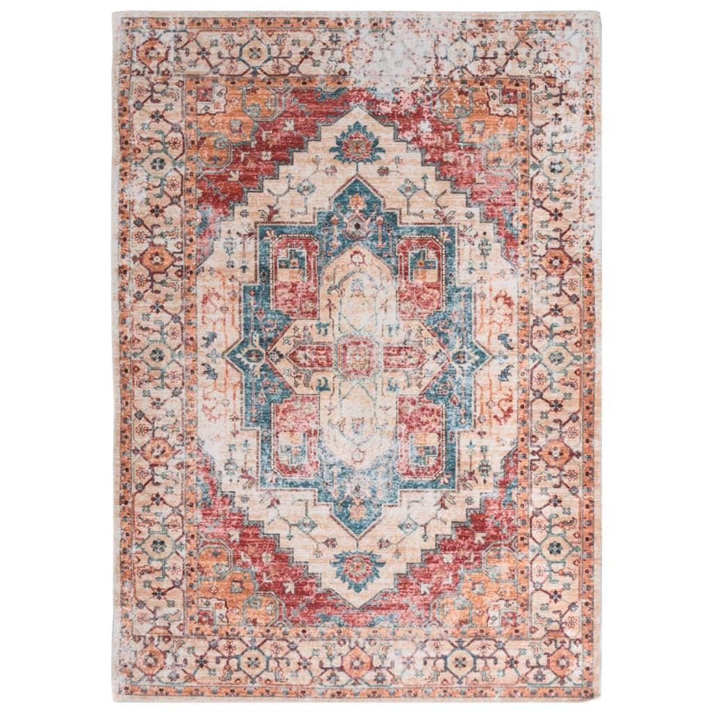 Gulvtæppe m. tryk vaskbart 160x230 cm polyester flerfarvet