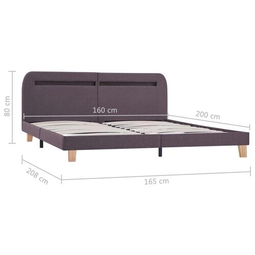 Sengestel med LED 160 x 200 cm stof gråbrun