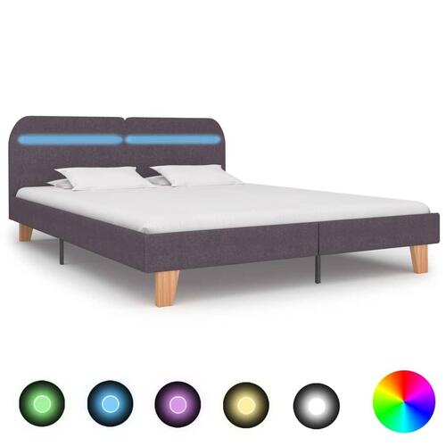 Sengestel med LED 180 x 200 cm stof gråbrun
