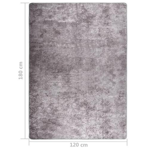 Gulvtæppe 120x180 cm skridsikkert og vaskbart grå