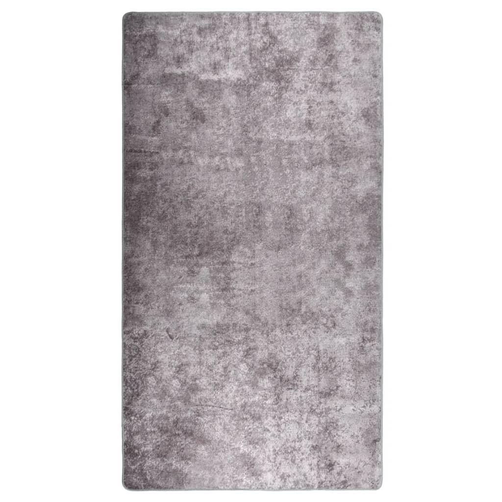 Gulvtæppe 190x300 cm skridsikkert og vaskbart grå