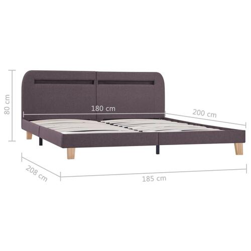 Sengestel med LED 180 x 200 cm stof gråbrun