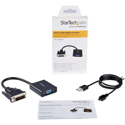 DVI-D til VGA-adapter Startech DVI2VGAE 0,19 m Sort