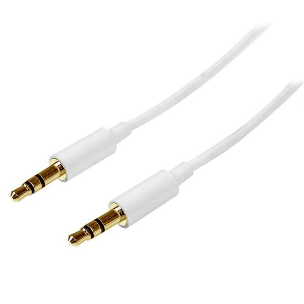 StarTech.com 2m White Slim 3.5mm Stereo Audio Cable - 3.5mm Audio Aux Stereo - Male to Male Headphone Cable - 2x 3.5mm Mini Jack (M) White (MU2MMMSWH)