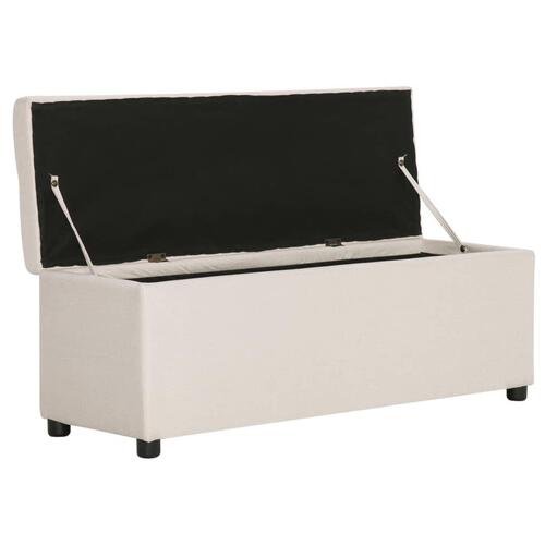 Bænk med opbevaringsrum 116 cm polyester cremefarvet