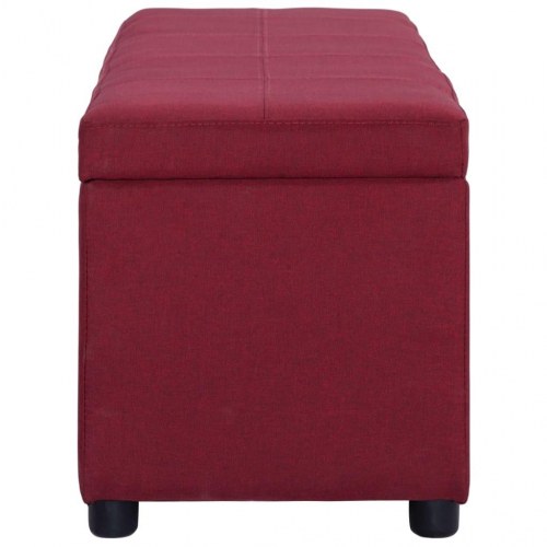Opbevaringsbænk med låg 116 cm - polyester i vinrød