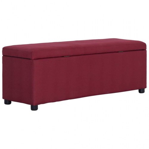Opbevaringsbænk med låg 116 cm - polyester i vinrød