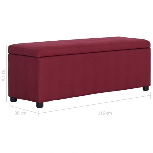 Opbevaringsbænk med låg 116 cm - polyester i vinrød