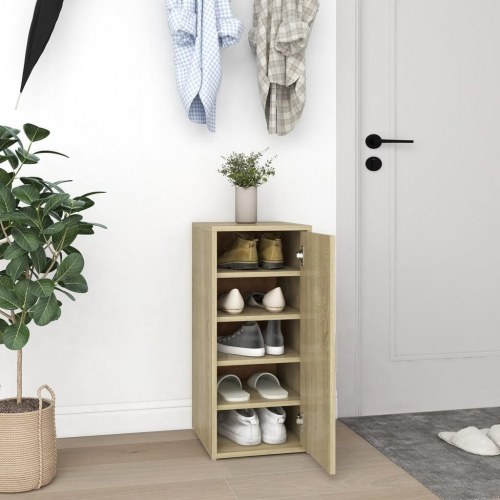 Skoskab 32×35×70 cm - spånplade i sonoma-eg med låge