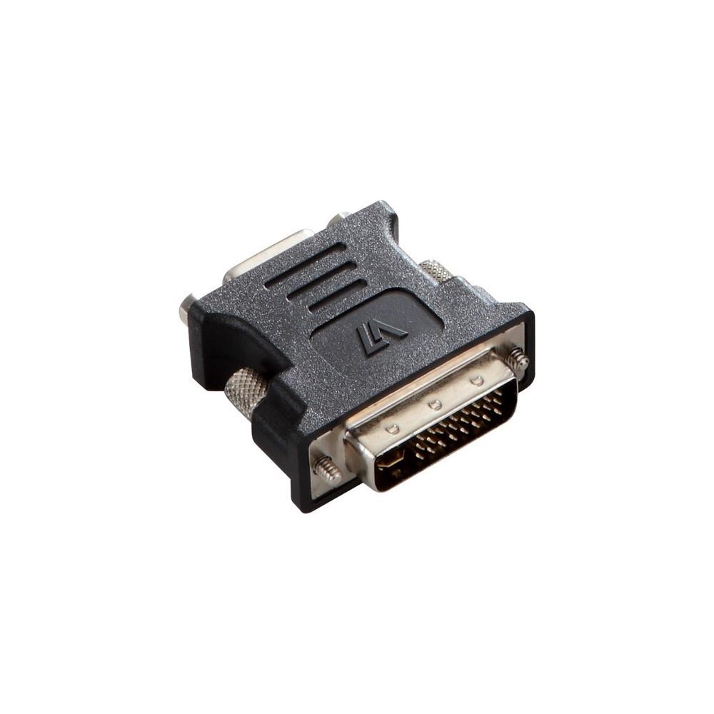 DVI til VGA adaptor V7 - DVI-I hun til VGA hun, sort