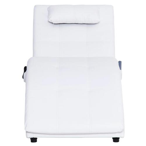 Massagechaiselong med pude hvid kunstlæder