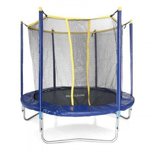 Trampolin med sikkerhedsnet - Elastik Seng HYD008136, blå, Ø 245 cm, 70 kg