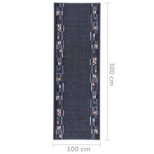 Tæppeløber 100x300 cm skridsikker bagside antracitgrå