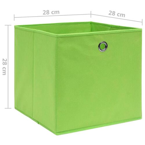 Opbevaringskasser 4 stk. ikke-vævet stof 28x28x28 cm grøn