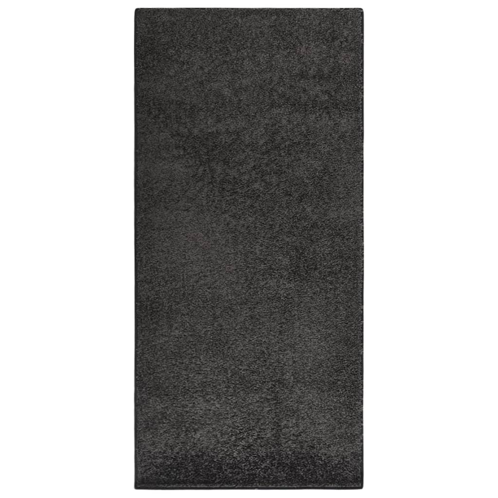 Gulvtæppe med blød luv 115x170 cm skridsikkert antracitgrå