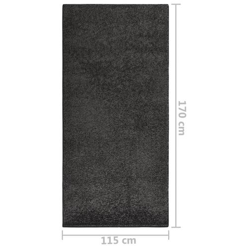 Gulvtæppe med blød luv 115x170 cm skridsikkert antracitgrå
