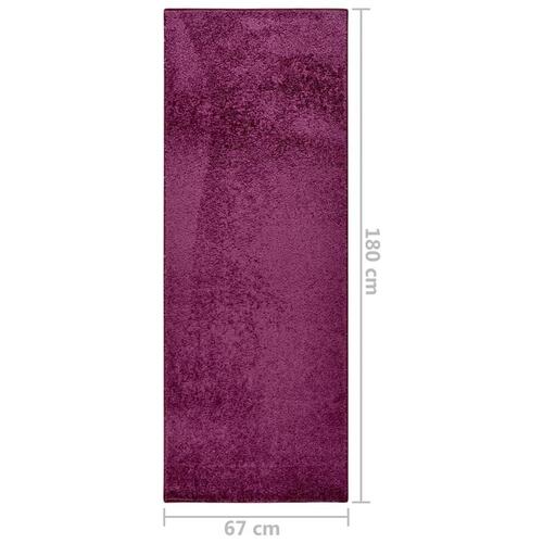 Gulvtæppe med blød luv 67x180 cm skridsikkert lilla