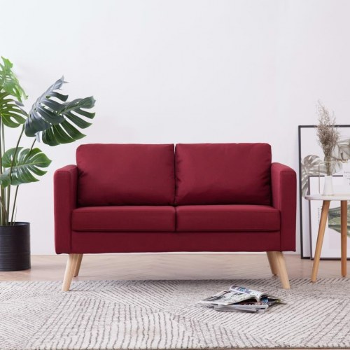 2-personers sofa i stof - vinrød