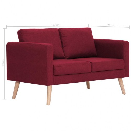 2-personers sofa i stof - vinrød