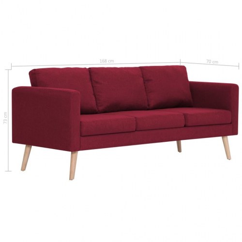 3-personers sofa i stof - vinrød