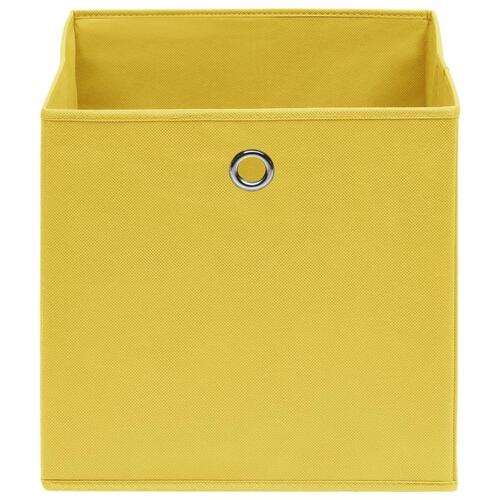 Opbevaringskasser 4 stk. ikke-vævet stof 28x28x28 cm gul
