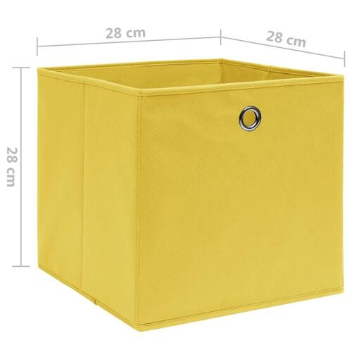 Opbevaringskasser 4 stk. ikke-vævet stof 28x28x28 cm gul