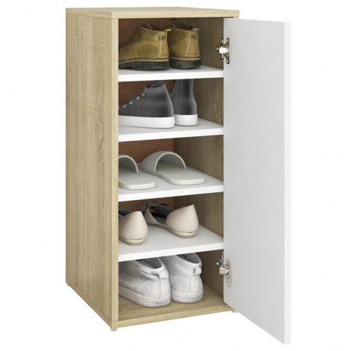 Skoskabe 2 stk. 32x35x70 cm konstrueret træ hvid og sonoma-eg