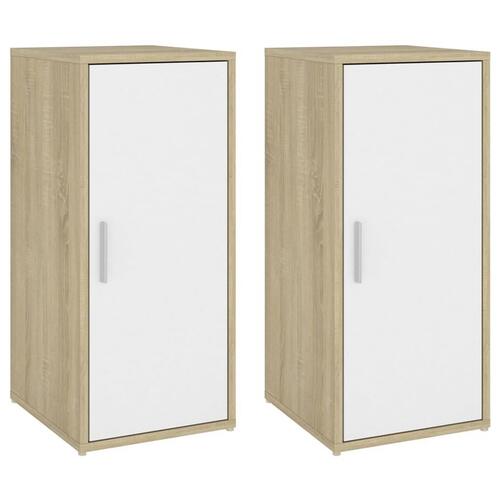 Skoskabe 2 stk. 32x35x70 cm konstrueret træ hvid og sonoma-eg