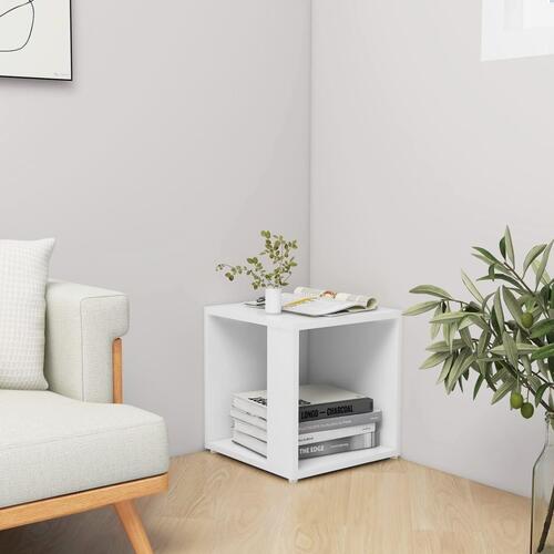 Sidebord 33x33x34,5 cm konstrueret træ hvid