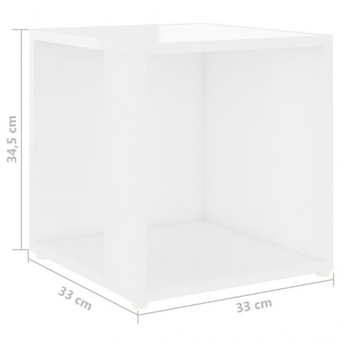 Sidebord 33x33x34,5 cm spånplade hvid højglans