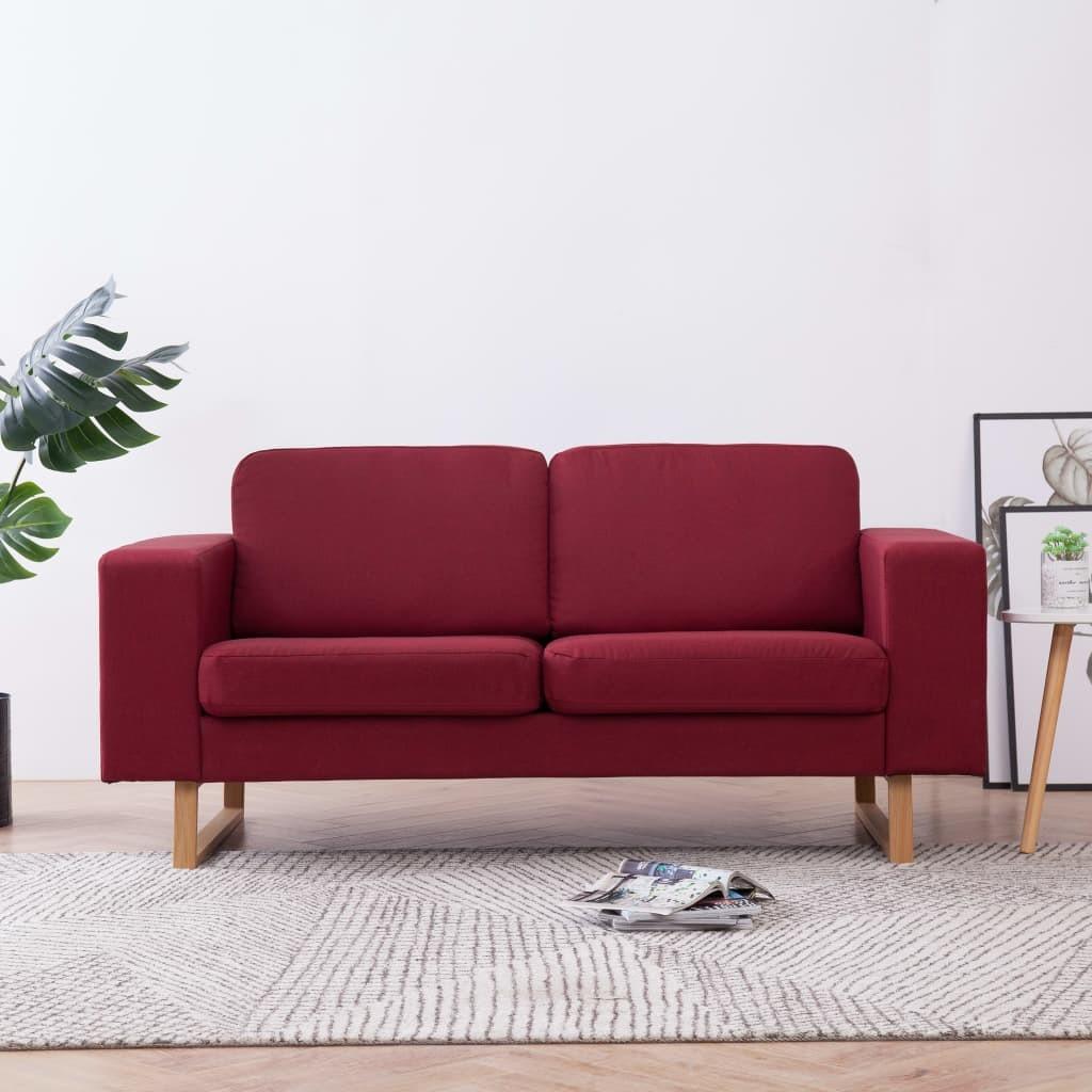 2-personers sofa i stof rødvinsfarvet