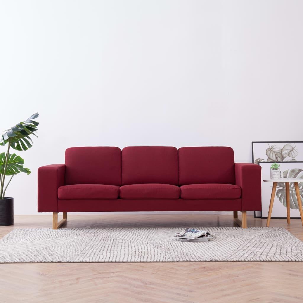 3-personers sofa i stof rødvinsfarvet