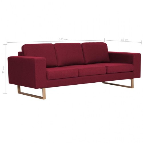 3-personers sofa i stof - vinrød, aftagelige hynder