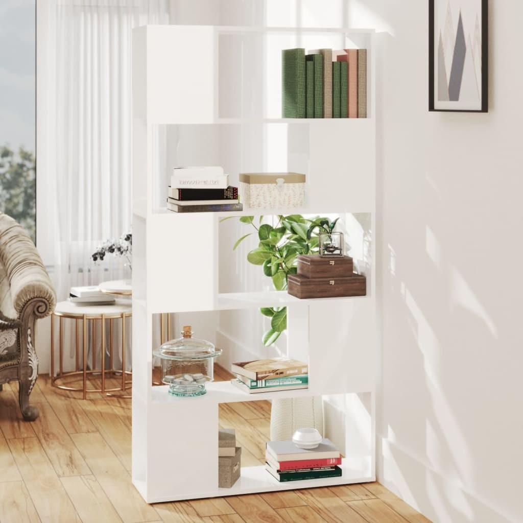 Bogreol/rumdeler 80x24x155 cm konstrueret træ hvid højglans